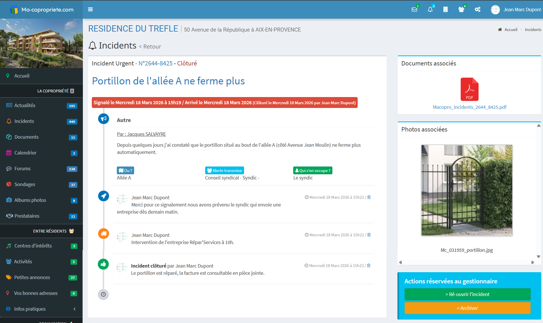 Consultation des incidents sur mobile